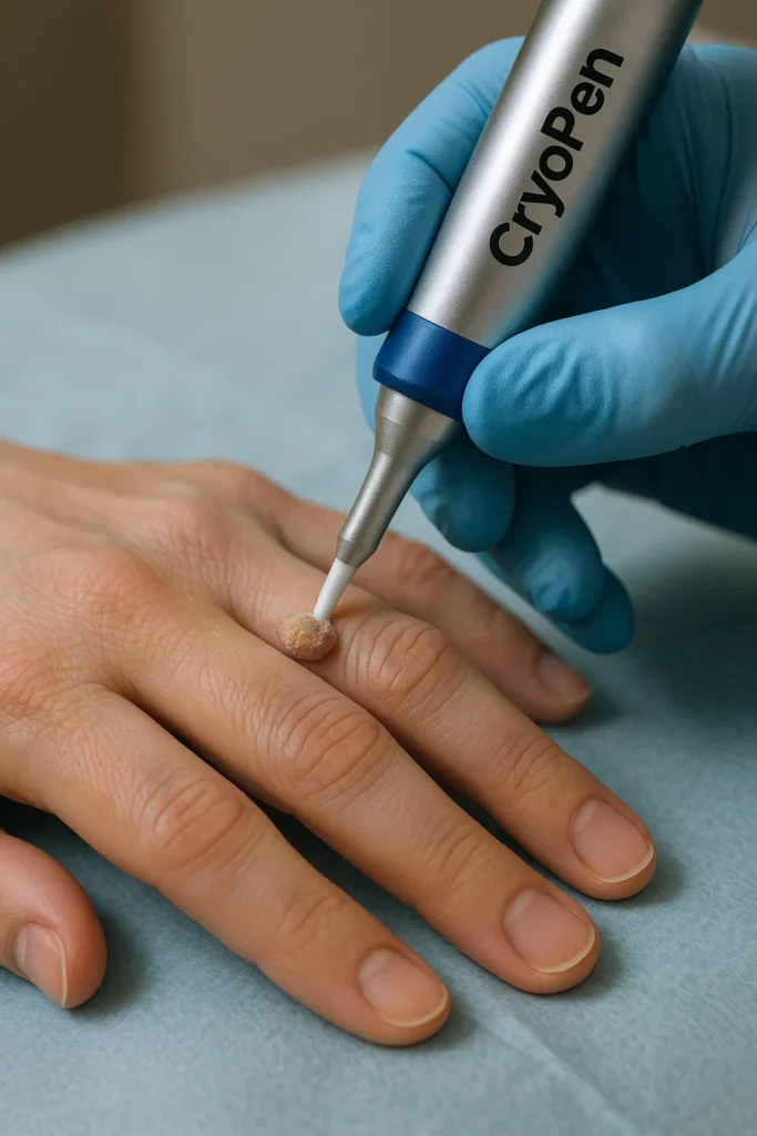 example of cryopen wart removal Bishop's Stortford treatment on a persons finger