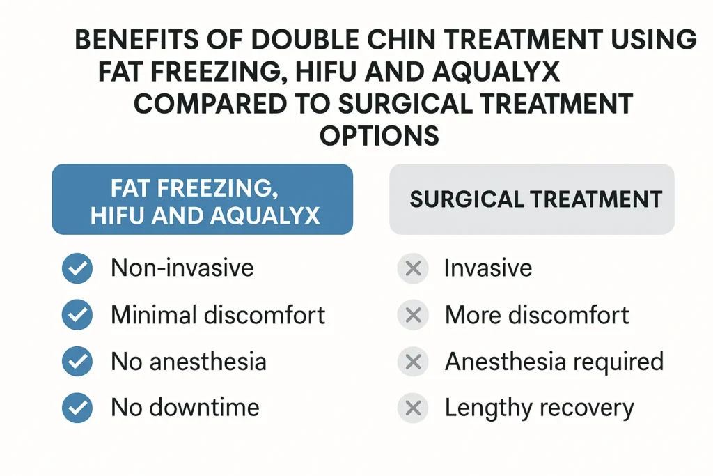 Graphic about the benefits of double chin treatment Bishop's Stortford - from LA LIPO