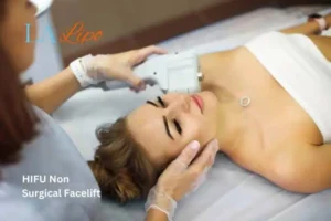 Woman having Hi-Fu to reduce wrinkles Bishop's Stortford.