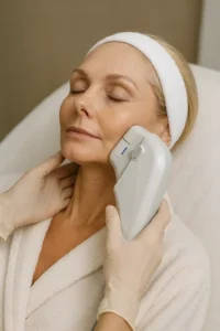 Woman receiving HIFU non surgical facelift treatment Bishop's Stortford