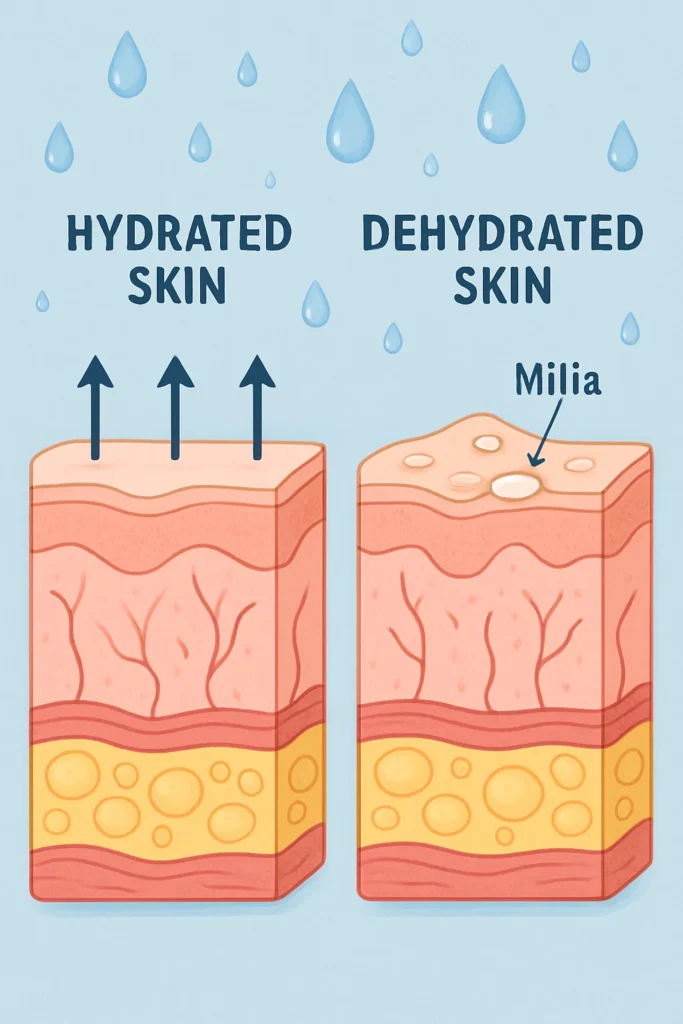 The importance of hydration and milia production Bishop's Stortford