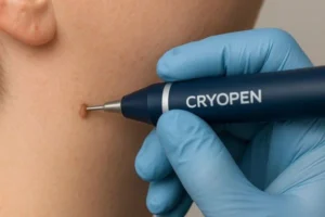Person receiving skin tag removal Bishop's Stortford